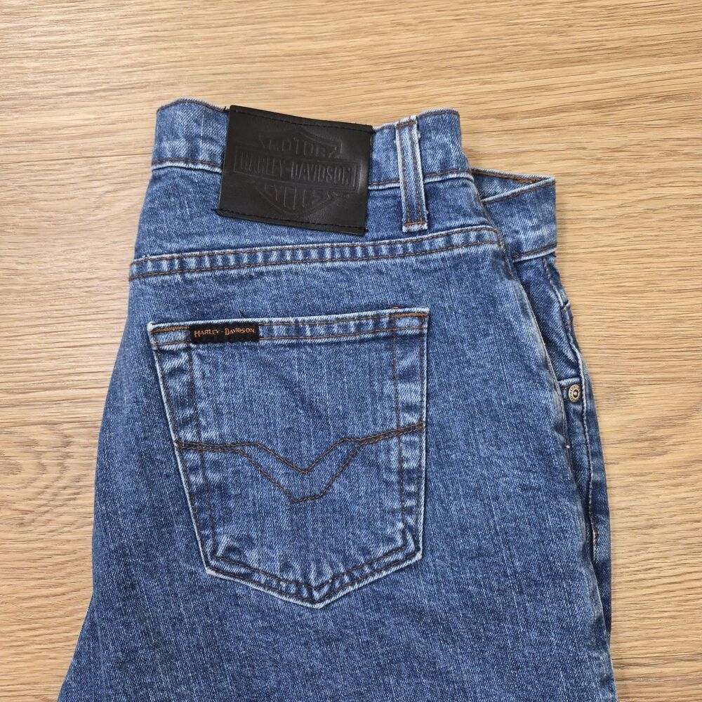 Harley Davidson Jeans Womens 12P Straight Leg Blue Denim Motorcycle Pants 33x30
